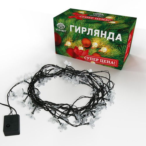 картинка Гирлянда светодиодная Цветы Сакуры 50 LED РОЗОВЫЕ 7 метров с контроллером от магазина Сантехстрой