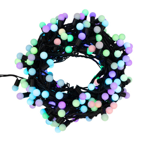 картинка Гирлянда Мультишарики Ø17,5мм,  20 м,  черный ПВХ,  200 диодов,  цвет RGB от магазина Сантехстрой