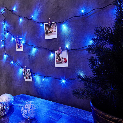 картинка Гирлянда Твинкл Лайт 6 м,  темно-зеленый ПВХ,  40 LED,  цвет: Синий от магазина Сантехстрой