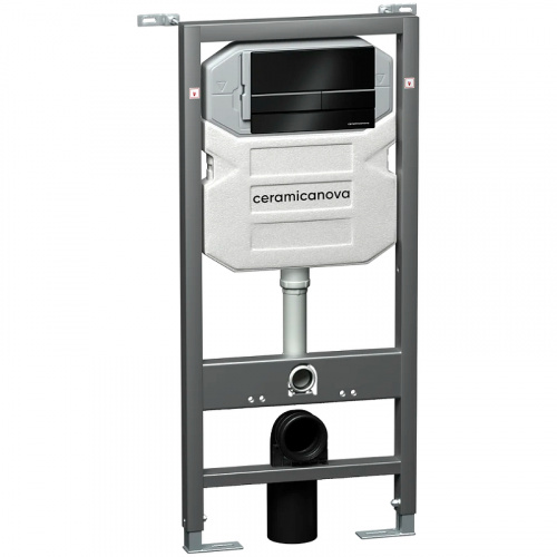 картинка Комплект унитаза с инсталляцией Ceramica Nova Play CN3001_1002B_1000 с сиденьем Микролифт и Черной матовой клавишей смыва от магазина Сантехстрой