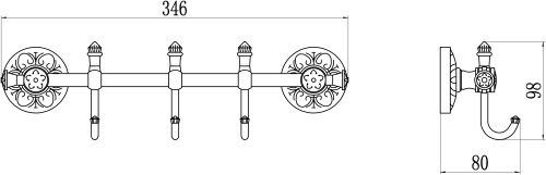 картинка Планка с крючками (3 крючка) Savol 58с (S-005873C) от магазина Сантехстрой