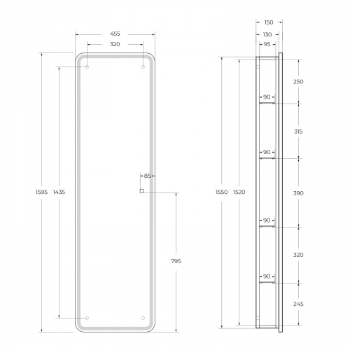 картинка Зеркало-шкаф BelBagno SPC-MAR-450/1600-1A-LED-TCH от магазина Сантехстрой