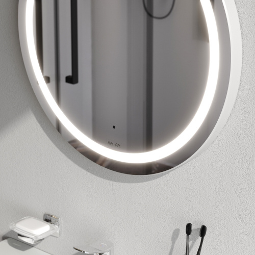 картинка M85AMOX0801WG Универсальное зеркало с контурной LED-подсветкой, ИК- сенсором, круглое, 80 см от магазина Сантехстрой