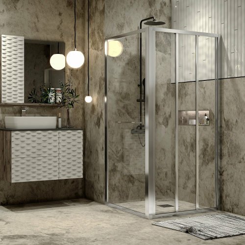 картинка Душевой уголок Grossman Alba 90х90 GR-9090Al1 профиль Хром стекло прозрачное от магазина Сантехстрой