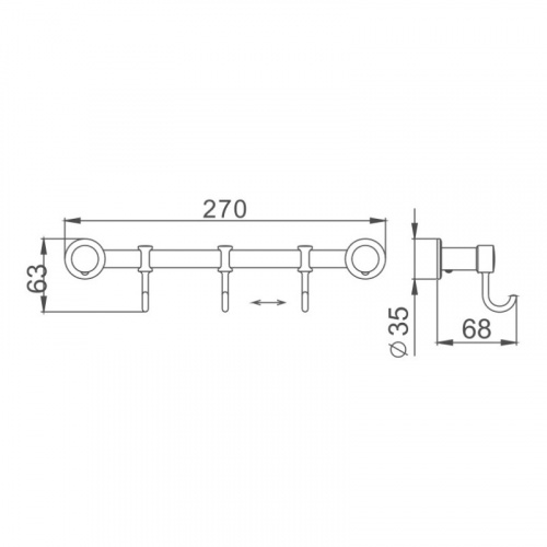 картинка Планка с крючками для полотенец Haiba хром (HB205-3) от магазина Сантехстрой