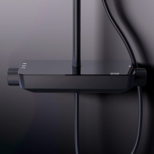 картинка 936750300 Scandinavian Pure душевая система с душевым ТМС смесителем полкой, чёрный от магазина Сантехстрой