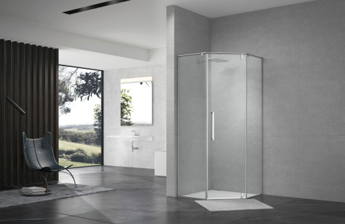 картинка Душевой уголок распашной Terminus Альба 04 1000х1000х2200 трапеция хром от магазина Сантехстрой