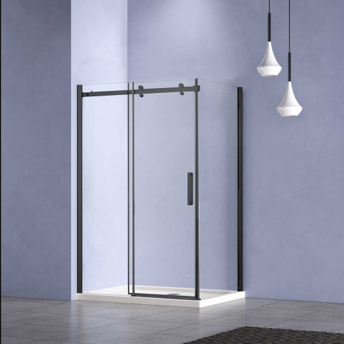 картинка Душевой уголок Como-N VSR-4CN9014CLB, 1400*900, черный, стекло прозрачное от магазина Сантехстрой