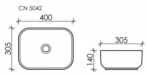 картинка CN5042 Умывальник чаша накладная прямоугольная Element 400*305*140мм от магазина Сантехстрой