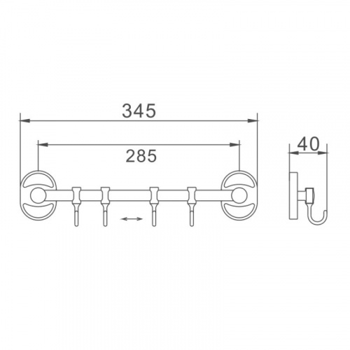 картинка Планка с крючками для полотенец Haiba хром (HB1915-4) от магазина Сантехстрой