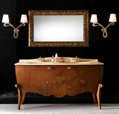 картинка Зеркало Cezares Cavalli 120 CAVALLI 1200x30x750 Noce Foglia oro от магазина Сантехстрой