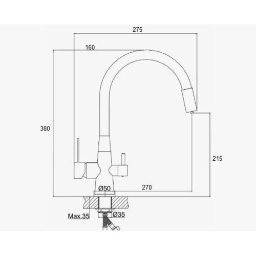 картинка Смеситель для кухни с подключением фильтра для воды D-Lin D159317-4H, сатин/серый от магазина Сантехстрой