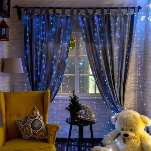 картинка Гирлянда Светодиодный дождь из росы 6х3 м,  белый,  USB + пульт управления NEON-NIGHT от магазина Сантехстрой