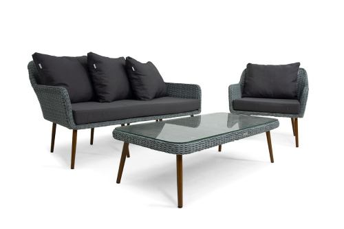 картинка ООО "Дарсена" Комплект плетеной мебели MOKKA RIMINI (стол кофейный, 2 кресла, софа 3 х-местная) от магазина Сантехстрой