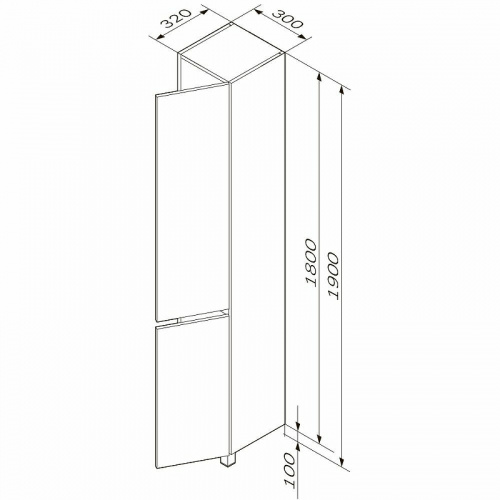 картинка M91CSR0306GM GEM S, шкаф-колонна, напольный, правый, 30 см, графит матовый от магазина Сантехстрой