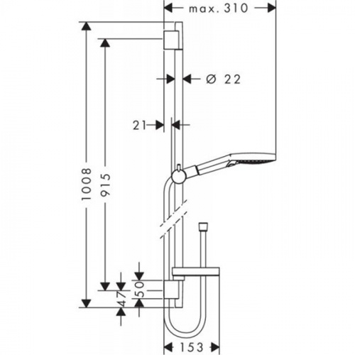 картинка HG Raindance Select S Душевой набор: штанга 90см, ручной душ 120, 3jet (PowderRain, Rain, Whirl), мыльница, шланг, цвет: хром от магазина Сантехстрой