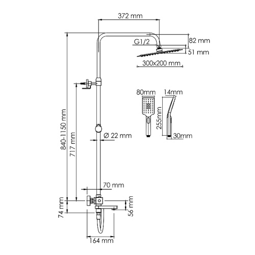 картинка Душевая система WasserKRAFT A199.069.126.087.CH Thermo с термостатом Хром от магазина Сантехстрой