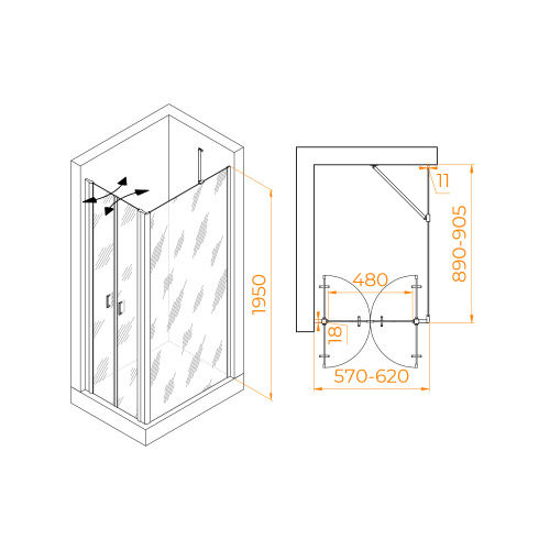 картинка Душевой уголок RGW PA-144B (PA-104B + Z-050-2B + O-204B) от магазина Сантехстрой