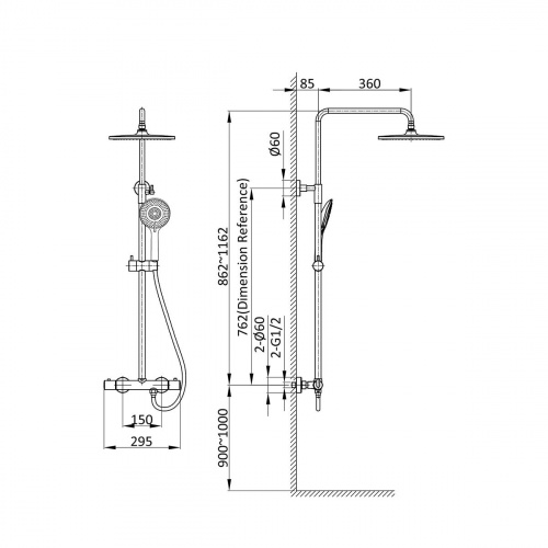 картинка Душевая стойка Esse VSFS-1E0TMB термостатическая, черный от магазина Сантехстрой