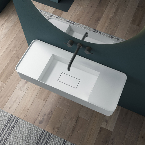 картинка Раковина Solid Surface Vincea VWB-6S312MW 1200*400*150, подвесная, цвет белый матовый от магазина Сантехстрой
