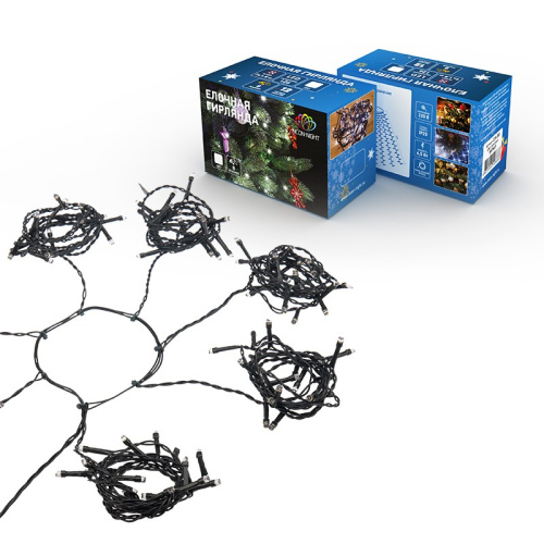 картинка Елочная гирлянда с кольцом,  7 нитей по 1,8 метра,  цвет диодов белый,  не соединяется от магазина Сантехстрой