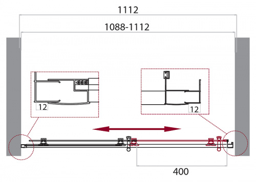картинка Душевая дверь BelBagno Uno 110 UNO-195-BF-1-110-P-Cr профиль Хром стекло рифленое от магазина Сантехстрой
