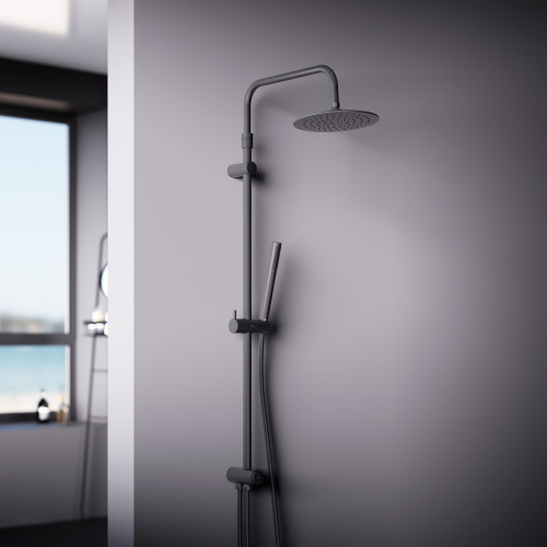 картинка 936000300 Scandinavian Pure душ.система: верх.душ 250 мм, ручн.душ 1 ф-ция, штанга 1050-1450, черны от магазина Сантехстрой