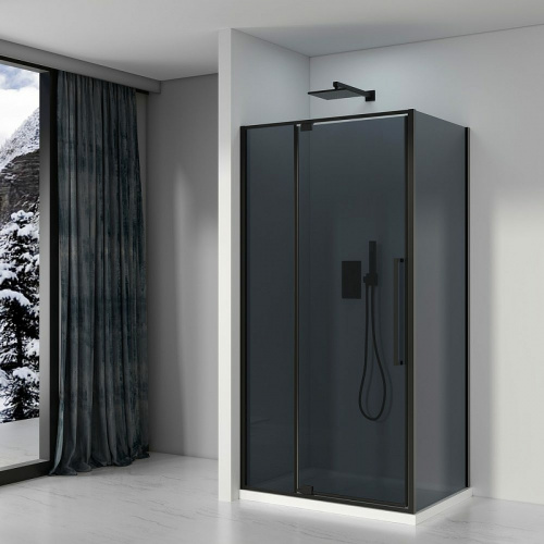 картинка Душевой уголок Black&White Stellar Wind S818 BG 100x80 8181000G профиль Черный матовый стекло серое от магазина Сантехстрой