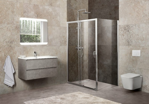 картинка Душевой уголок BelBagno Unique 115x90 UNIQUE-AH-1-100/115-90-C-Cr профиль Хром стекло прозрачное от магазина Сантехстрой