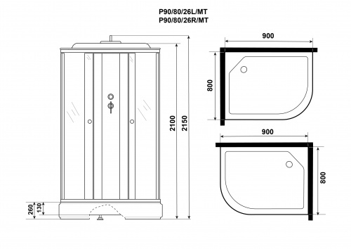 картинка Душевая кабина Niagara p90/80/26l/mt от магазина Сантехстрой
