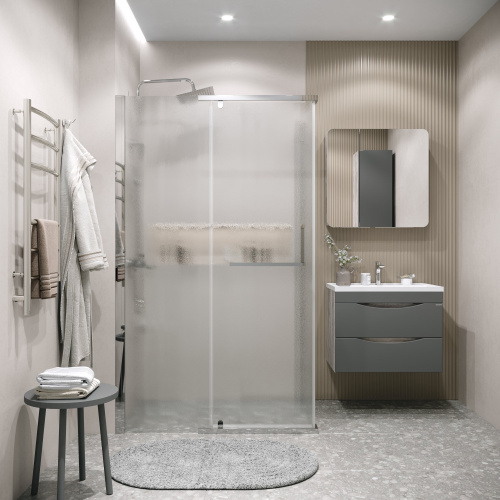 картинка Душевая перегородка 200.K33.03.80.10.02 Pragma (80*195) хром, стекло шиншилла, 1 место от магазина Сантехстрой