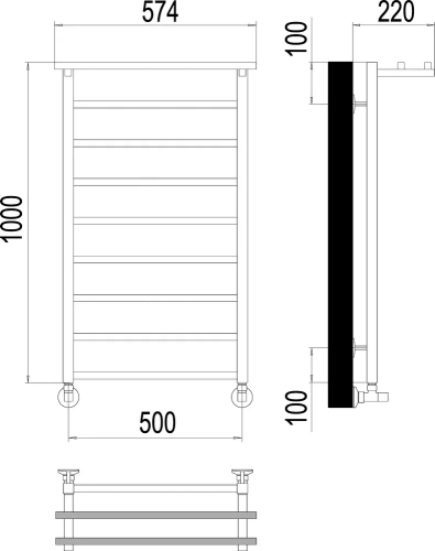 картинка Полотенцесушитель водяной Terminus Контур П9 500*1000 с полкой от магазина Сантехстрой