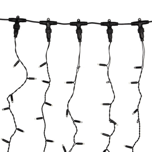 картинка Гирлянда светодиодная Занавес (Дождь),  2х6м,  768 LED ТЕПЛЫЙ БЕЛЫЙ,  черный ПВХ,  IP65, постоянное свечение 230В,  соединяется (шнур питания в комплекте) от магазина Сантехстрой