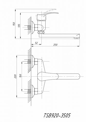 картинка Смеситель для кухни TSARSBERG настенный (TSB-920-3505) тип См-МОРНА, См-УмОРНА от магазина Сантехстрой