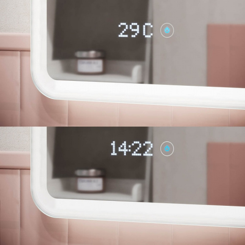 картинка Зеркало Sancos Arcadia 1.0 100 AR1.1000 с подсветкой с сенсорным выключателем и часами от магазина Сантехстрой