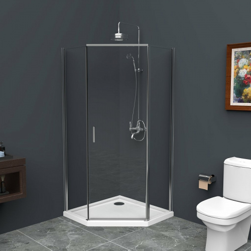 картинка Душевой уголок BelBagno Uno 90х90 UNO-195-P-1-90-C-Cr профиль Хром стекло прозрачное от магазина Сантехстрой