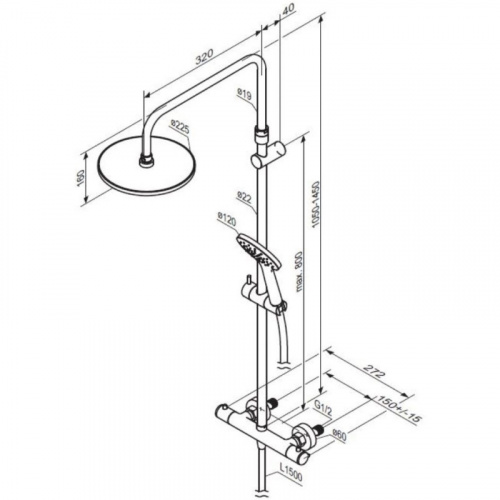картинка 977800000 Jupiter душевая система с душевым ТМС смесителем, хром от магазина Сантехстрой