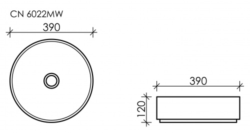 картинка CN6022MW Умывальник чаша накладная круглая (цвет Белый Матовый) Element 390*390*120мм от магазина Сантехстрой