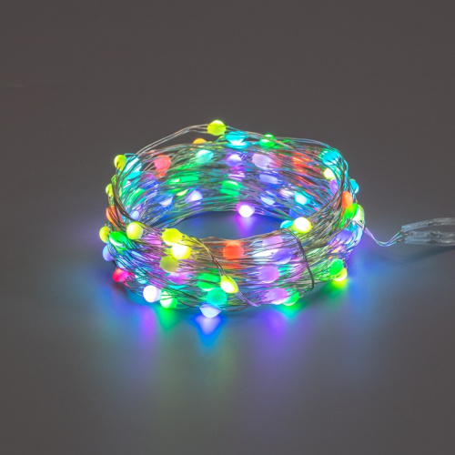 картинка Гирлянда Роса 10м,  100LED, RGB,  IP44, на батарейках 3хАА,  с пультом 44 режима NEON-NIGHT от магазина Сантехстрой