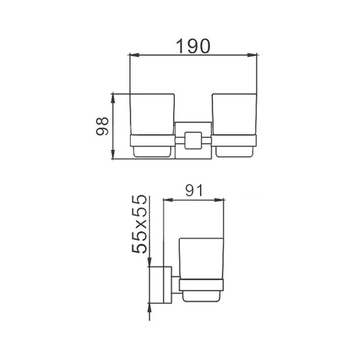 картинка Держатель стакана Haiba двойной, матовое стекло, черный HB8908 от магазина Сантехстрой