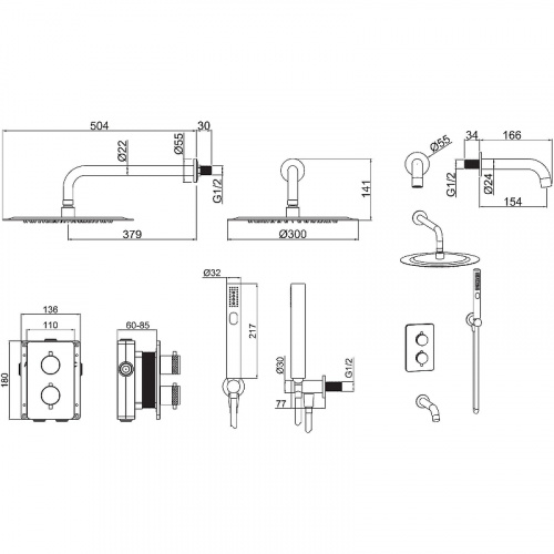 картинка Душевая система Allen Brau Priority 5.31014-BN с термостатом Никель брашированный от магазина Сантехстрой