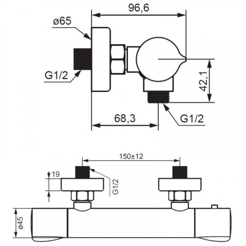 фото 366000300 scandinavian pure, термостатический смеситель для душа, чёрный