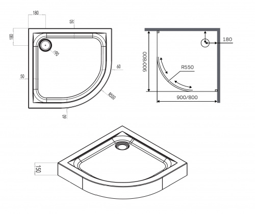 картинка W88T-205-090W64 X-Joy Twin Slide,   поддон душевой, 90x90 от магазина Сантехстрой