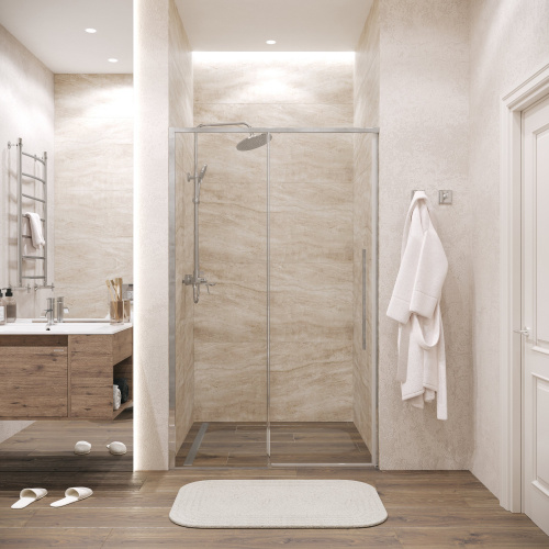 картинка Дверь в нишу 100.K33.01.130.10.00 Galaxy (130*195) хром, стекло прозрачное, 1 место от магазина Сантехстрой