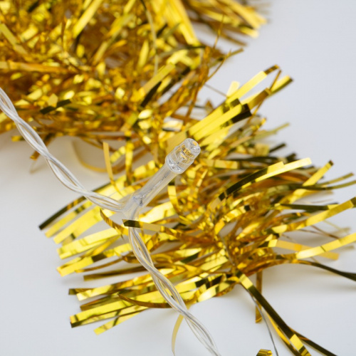 картинка Гирлянда светодиодная Мишура золотая 10 LED,  1,5 м,  прозрачный ПВХ,  теплое белое свечение,  2 х АА (батарейки не в комплекте) NEON-NIGHT от магазина Сантехстрой