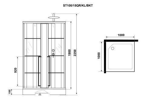 картинка Душ.каб. Niagara Standart ST100/15QR/KL/BKT (1000х1000х2250) 3 места от магазина Сантехстрой