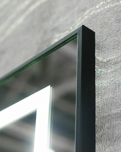 картинка Зеркало BelBagno Kraft 120 SPC-KRAFT-1200-800-LED-TCH-WARM-NERO с подсветкой Черное с сенсорным выключателем и подогревом от магазина Сантехстрой