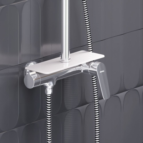 картинка 977780000_ххх Jupiter душевая система с душевым смесителем-полкой, хром от магазина Сантехстрой