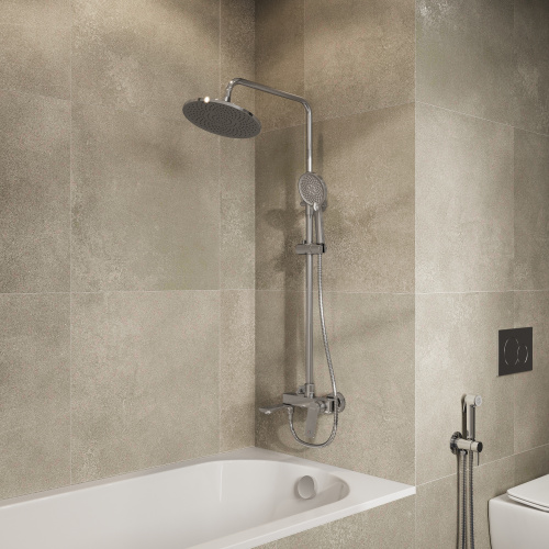 картинка Душевая стойка Galaxy 500.K35.01.100 с верхним душем, ручной лейкой и смесителем, хром глянцевый от магазина Сантехстрой