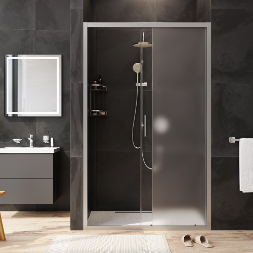 картинка W90G-120-1-195MM Gem Solo Дверь душевая 120х195, стекло матовое, профиль матовый хром от магазина Сантехстрой